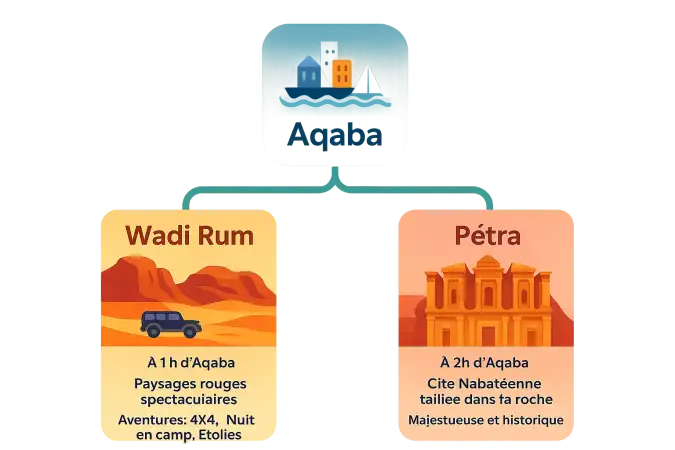 Vue panoramique sur Aqaba et ses environs désertiques