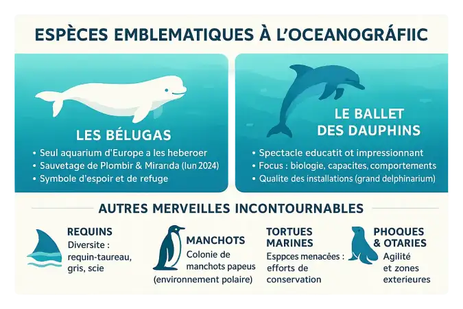 Bélugas dans l'Oceanogràfic de Valence