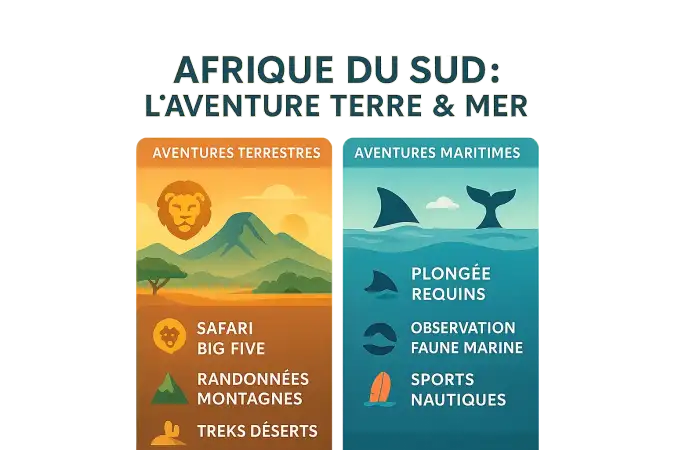 Aventure en Afrique du Sud : paysages terrestres et marins