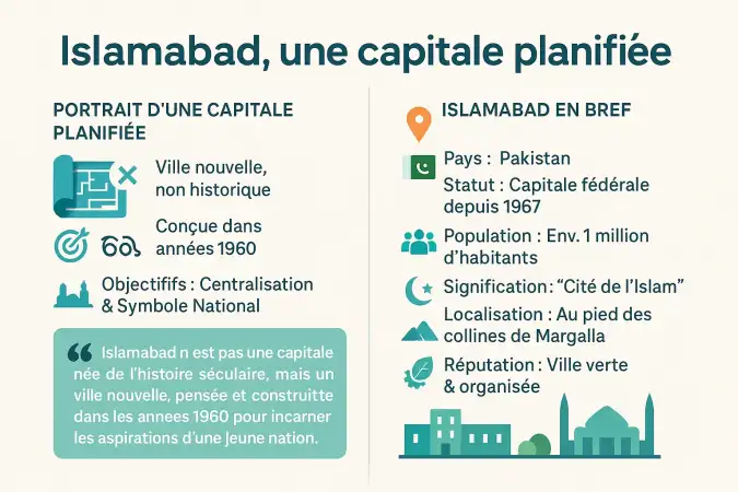 Vue aérienne d'Islamabad entourée des collines de Margalla