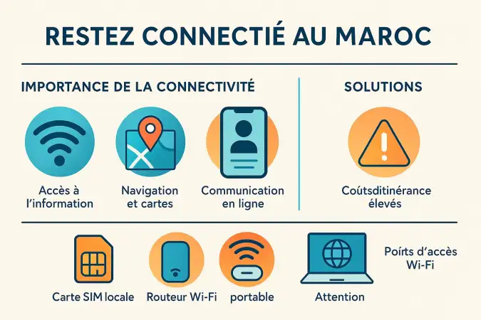 Illustration d'un voyageur utilisant son smartphone au Maroc