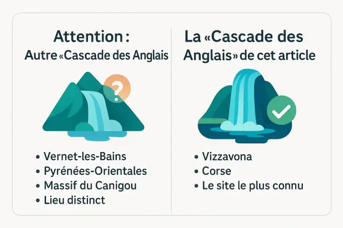Comparaison des deux cascades des Anglais en Corse et en Pyrénées-Orientales