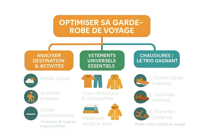 Illustration des chaussures de voyage polyvalentes