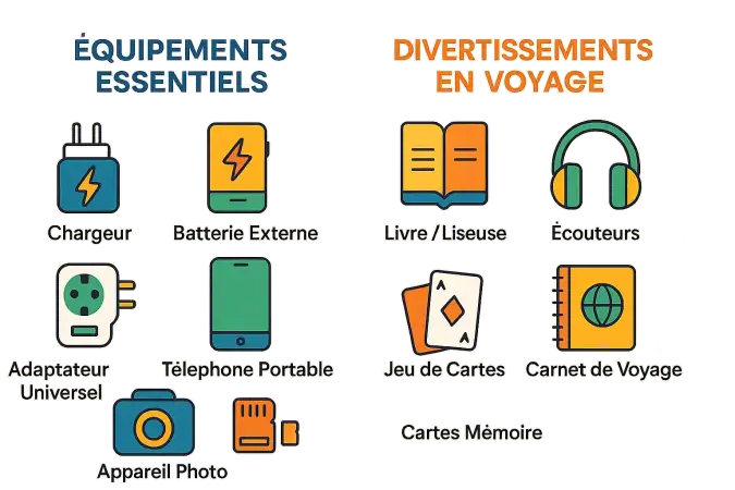 Équipements électroniques et jeux de voyage compacts pour voyager léger
