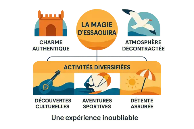 Essaouira vue depuis les remparts avec l'océan Atlantique en arrière-plan