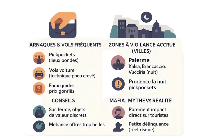 Carte des zones de vigilance en Sicile