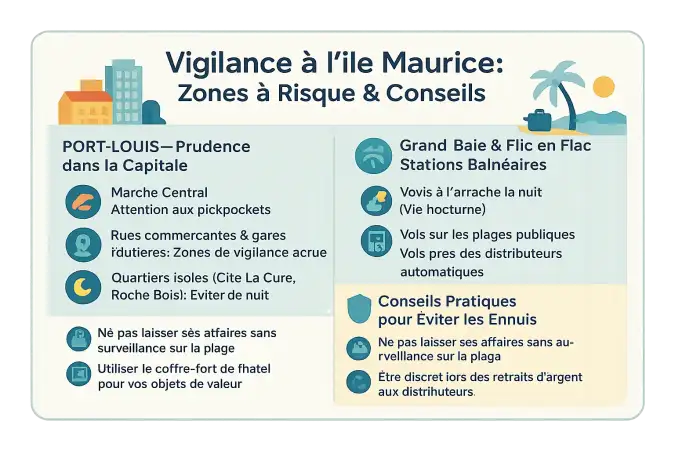 Carte des zones à risque à l'île Maurice