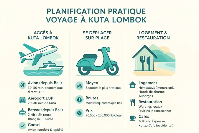 Vue sur la plage de Kuta à Lombok