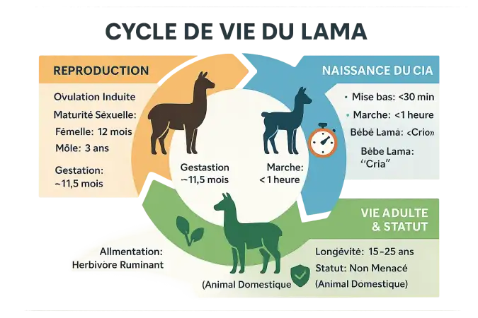 Lama dans un environnement montagneux