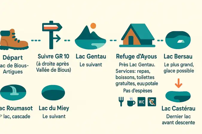 Carte du tour des lacs d'Ayous
