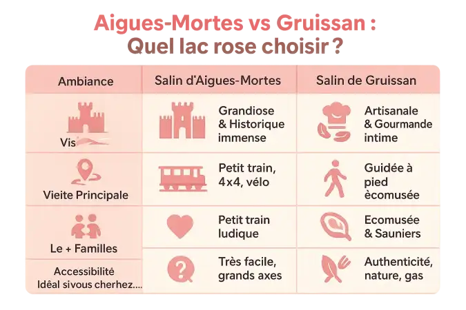 Comparaison visuelle entre les Salins d'Aigues-Mortes et du Gruissan