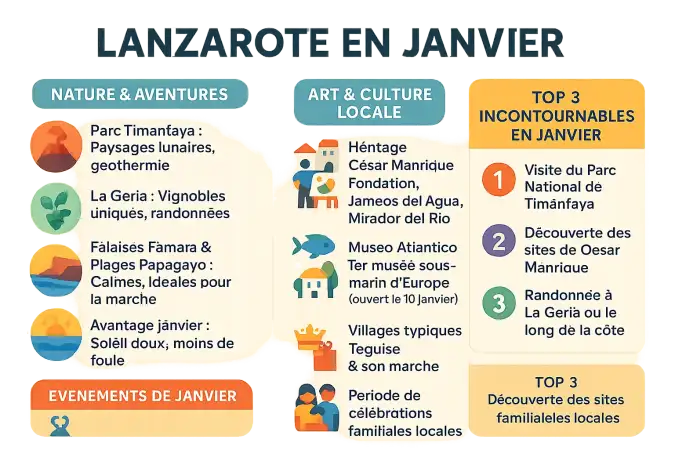 Paysages volcaniques de Lanzarote en janvier