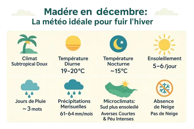 Paysage de Madère en décembre sous un ciel dégagé