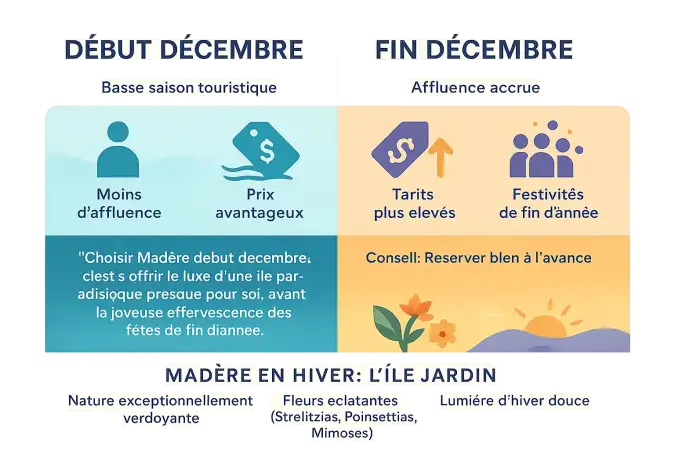 Comparaison entre début et fin décembre à Madère