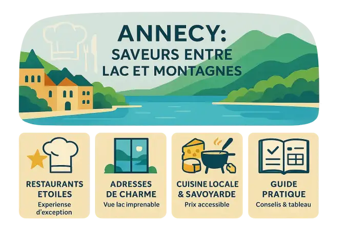 Vue sur le lac d'Annecy et ses restaurants de charme
