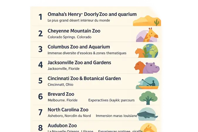 Illustration des meilleurs zoos américains 2025