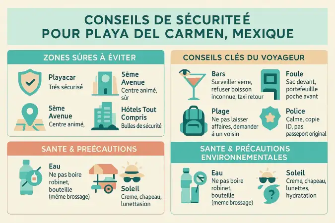 Plage de Playa del Carmen avec personnes marchant sur la Quinta Avenida