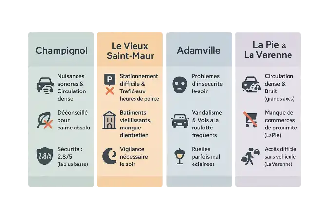 Carte des quartiers à surveiller à Saint-Maur-des-Fossés