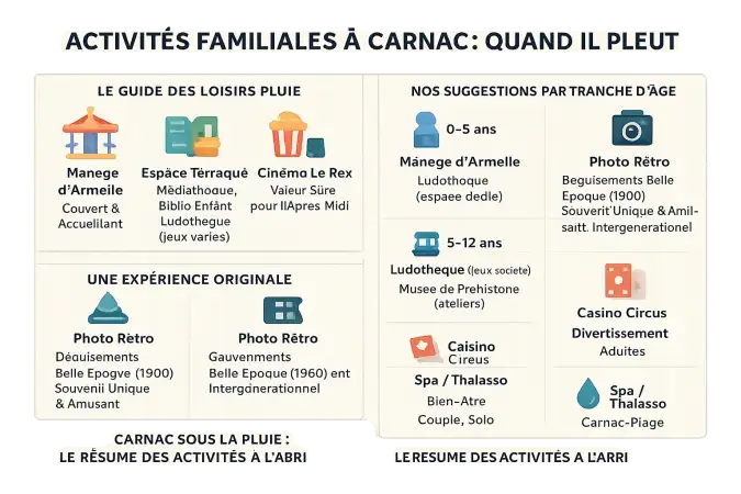 Activités familiales à Carnac sous la pluie