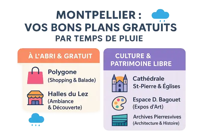 Montpellier bons plans gratuits par temps de pluie