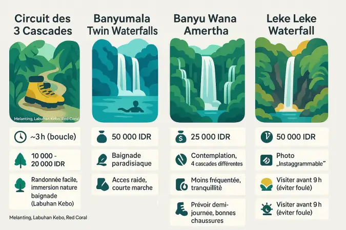 Cascades de Munduk entourées de jungle luxuriante
