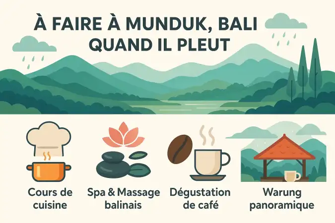 Paysage de Munduk sous la pluie