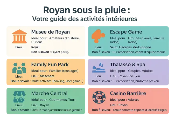 Activités intérieures à Royan sous la pluie