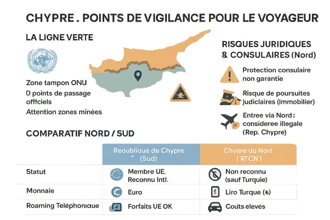 Carte de Chypre avec la ligne verte