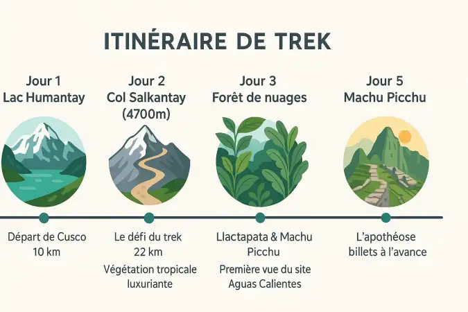 <strong>Itinéraire du Salkantay Trek sur 5 jours</strong>