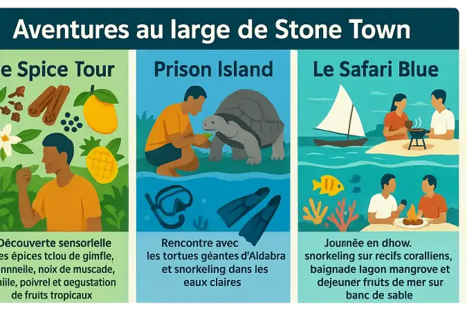Vue aérienne de Zanzibar avec ses îles environnantes et ses lagons turquoise