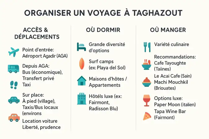 Vue sur les vagues de Taghazout et ses paysages côtiers