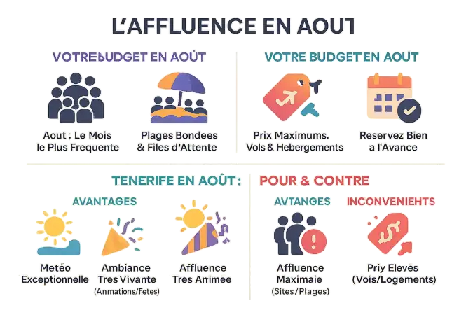 Affluence touristique en août à Tenerife