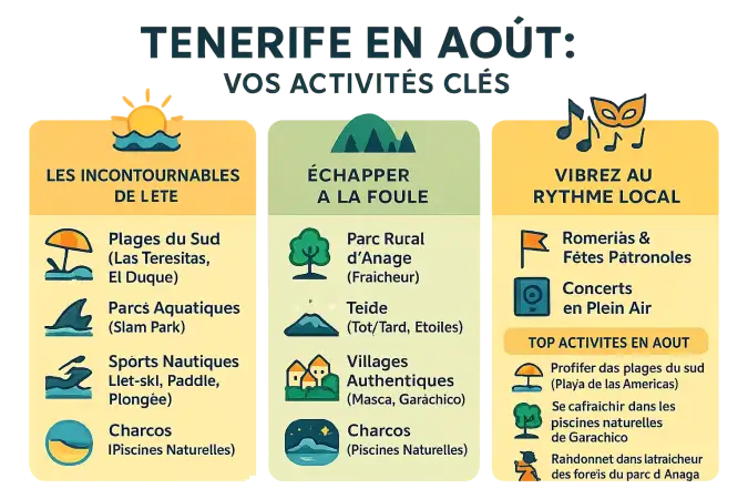 Tenerife en août, paysages et activités