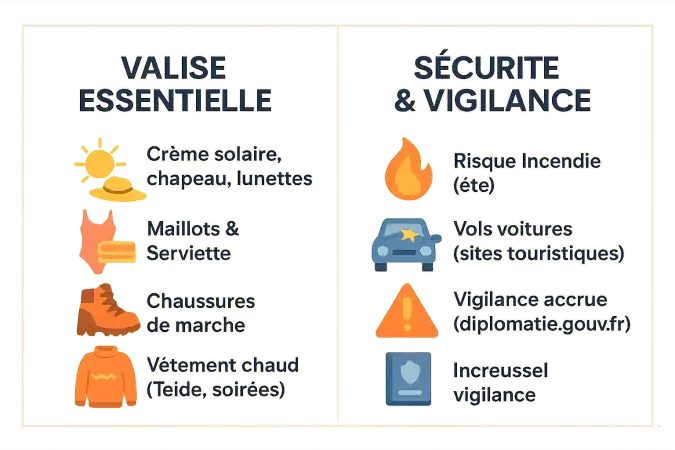 Conseils pour préparer votre valise et rester en sécurité à Tenerife