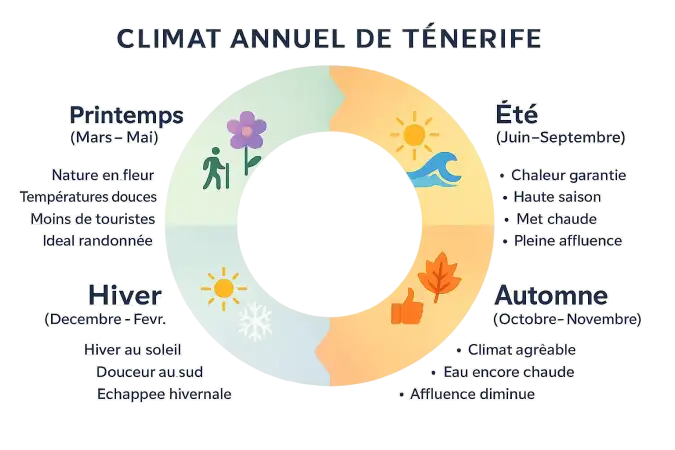 Climat annuel de Tenerife - Infographie des saisons