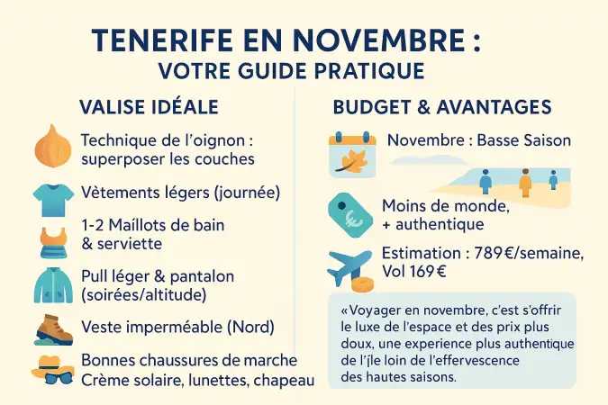 Climat agréable de Tenerife en novembre