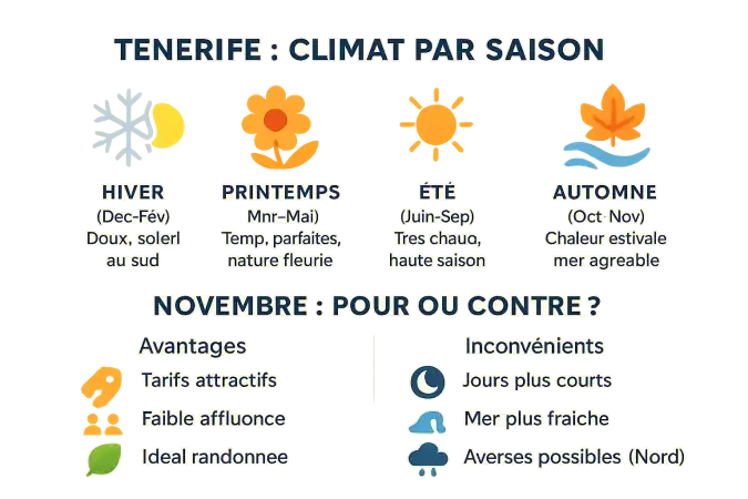 Climat de Tenerife et avantages de novembre