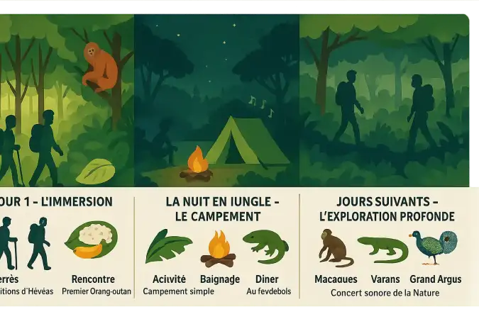 <strong>Orangs-outans en semi-liberté</strong> dans la jungle de Bukit Lawang