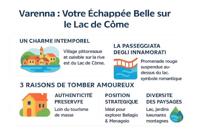 Vue aérienne de Varenna et son lac de Côme