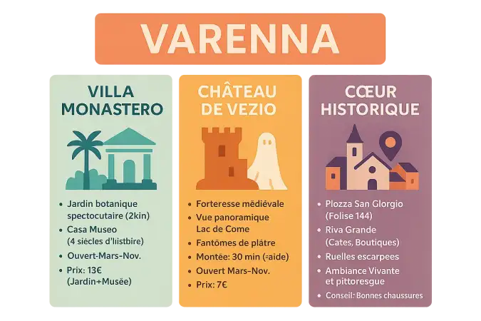 Vue panoramique sur Varenna et le lac de Côme