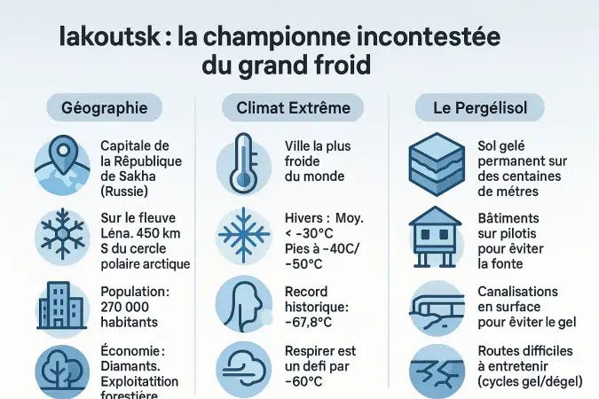 Iakoutsk sous la neige avec les températures extrêmes