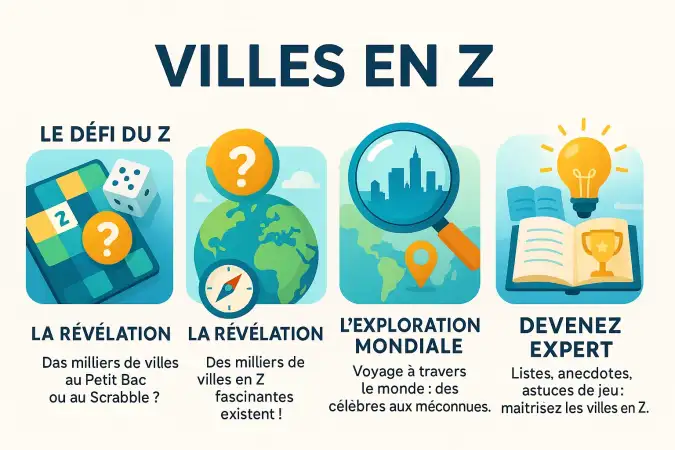 Carte du monde avec des points jaunes marquant des <strong>villes en Z</strong>