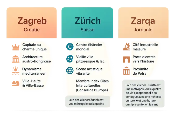 Villes en Z Zagreb Zurich Zarqa