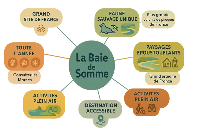 Vue aérienne de la Baie de Somme avec ses marais, ses plages et ses falaises