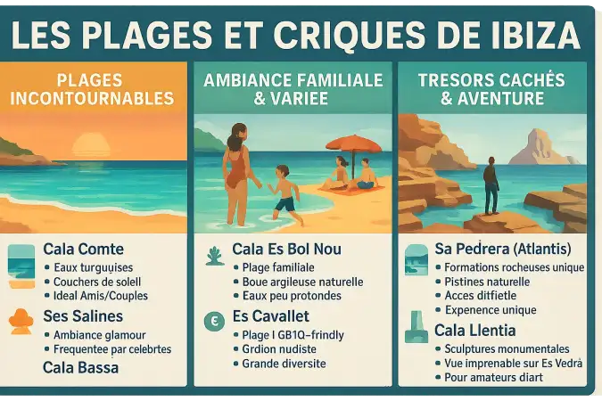 Vues panoramiques des plages d'Ibiza