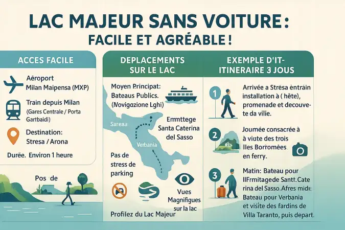 Vue panoramique sur le Lac Majeur avec les îles Borromées au loin