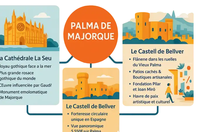 Cathédrale La Seu de Palma de Majorque face à la mer