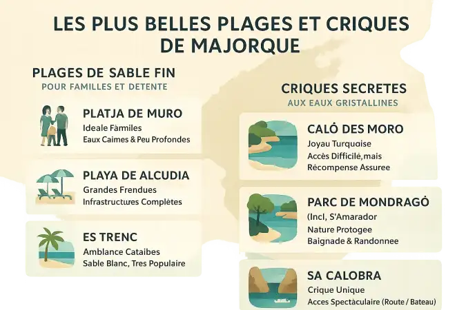 Une crique de Majorque avec des eaux turquoise entourée de falaises