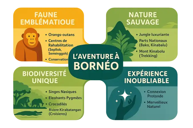 Orang-outan dans la jungle de Bornéo