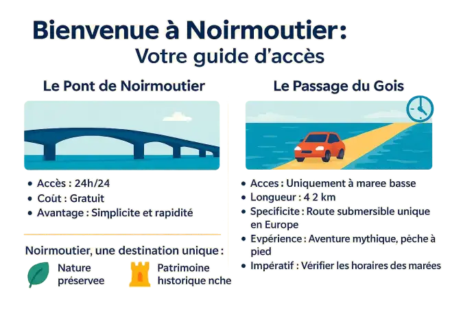 Paysage de l'île de Noirmoutier avec le Passage du Gois et les marais salants